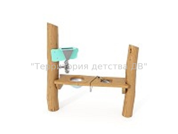 Песочный столик на бревнах (импрегнированное бревно, фанера, металл+порошковая окраска)